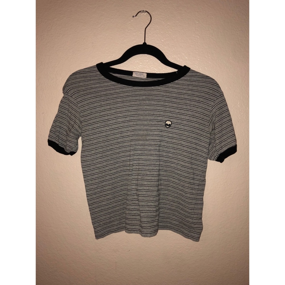 Striped Tee w/ Alien Print